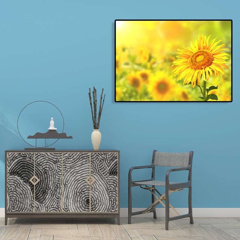 Textured Sunflower Canvas Art Modernism Wall Decor for Girls Bedroom, Multiple Sizes