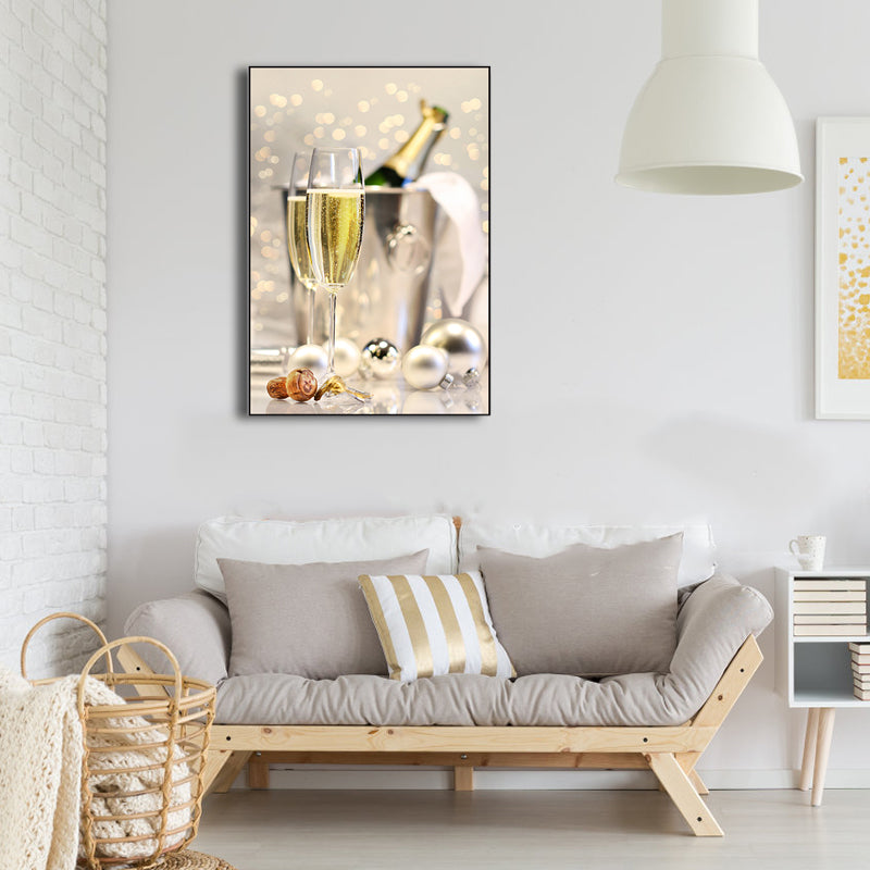 Banquet Champagne Glasses Art Print Modern Stylish Textured Canvas for Dining Room