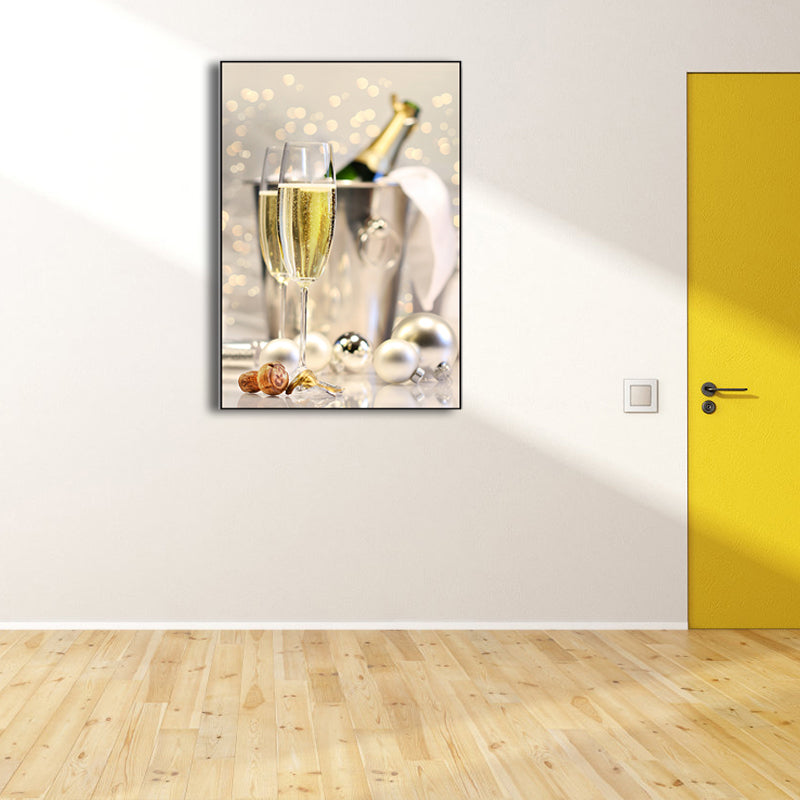 Banquet Champagne Glasses Art Print Modern Stylish Textured Canvas for Dining Room