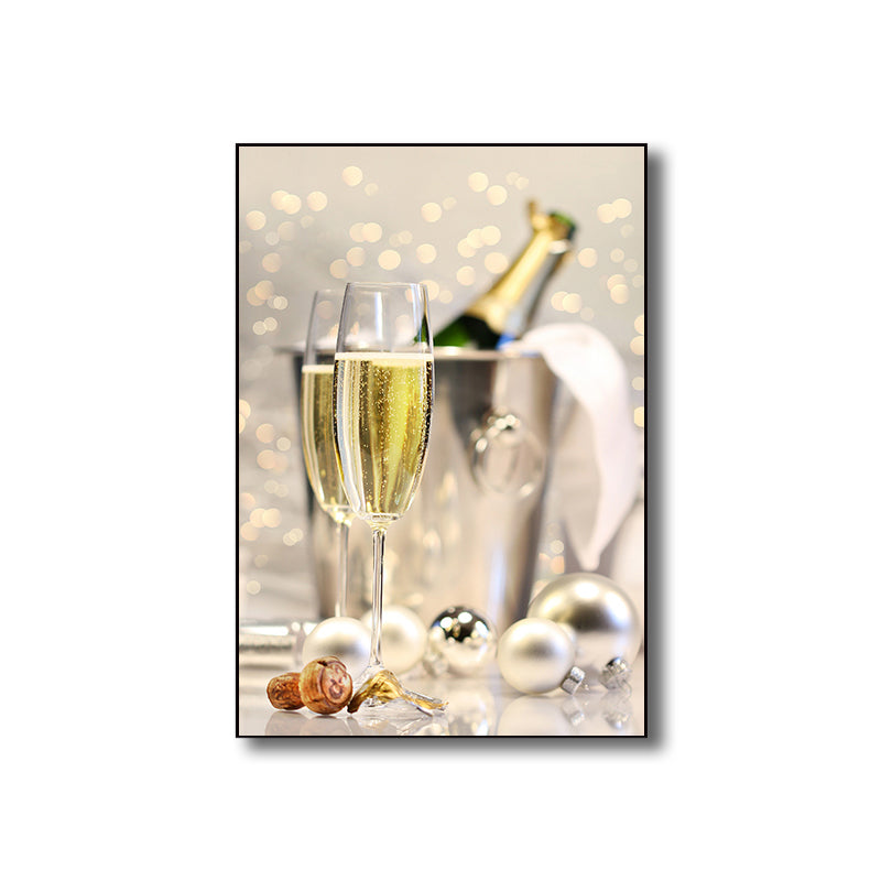 Banquet Champagne Glasses Art Print Modern Stylish Textured Canvas for Dining Room