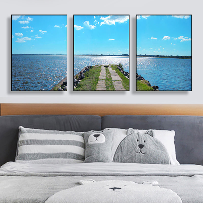 Blue and Green Tropix Canvas Art Photo Road to the Sea Wall Decor for Living Room