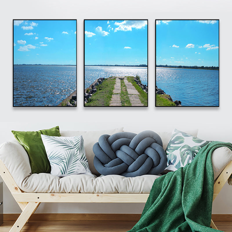 Blue and Green Tropix Canvas Art Photo Road to the Sea Wall Decor for Living Room