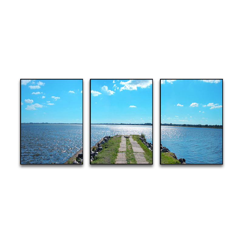 Blue and Green Tropix Canvas Art Photo Road to the Sea Wall Decor for Living Room