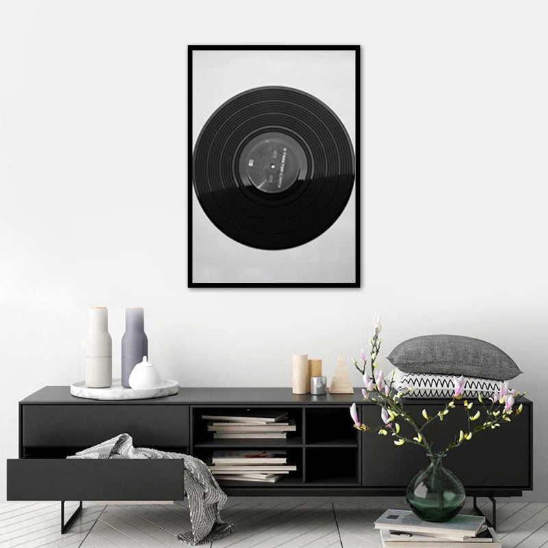 Music CD Disk Wall Decor Vintage Style Textured Bedroom Canvas Print, Multiple Sizes