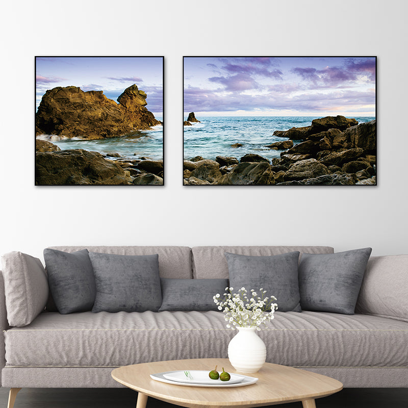 Pastel Seascape Wall Art Decor Nature Scenery Modern Multi-Piece Canvas for Bedroom