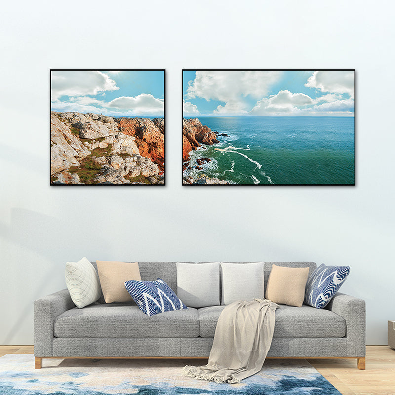 Pastel Seascape Wall Art Decor Nature Scenery Modern Multi-Piece Canvas for Bedroom