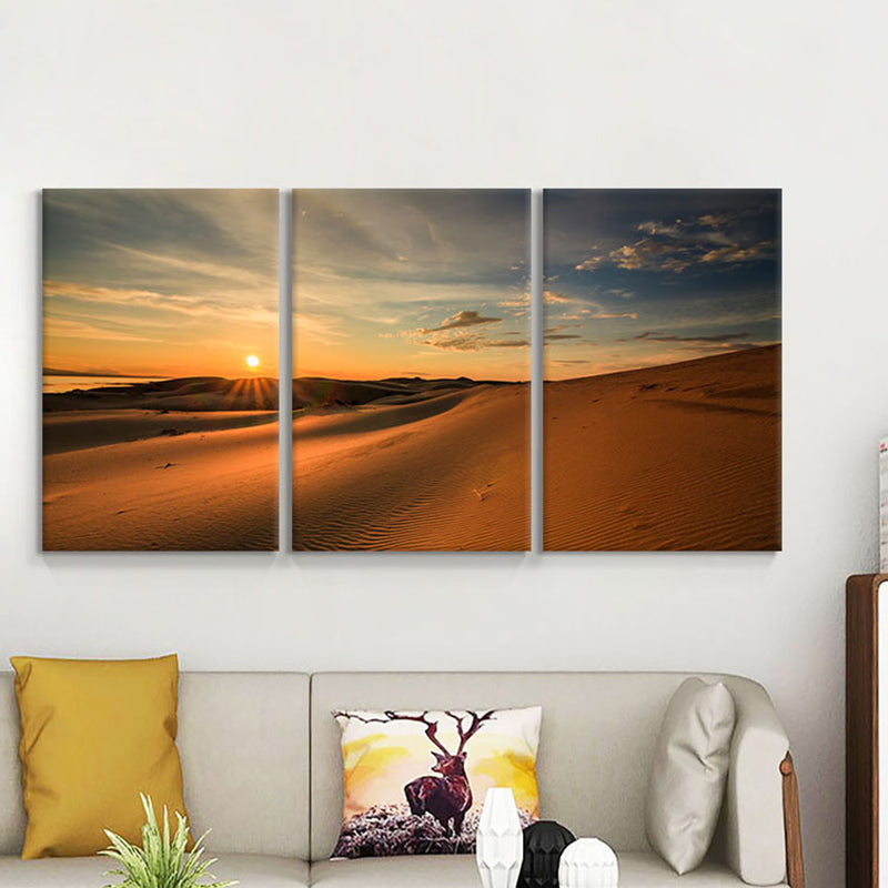 Special Geographic Landscape Wall Decor Light Color Modern Canvas for Living Room