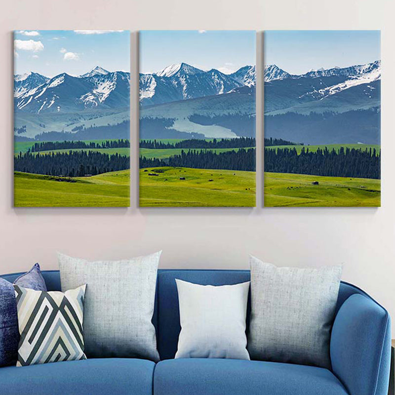 Special Geographic Landscape Wall Decor Light Color Modern Canvas for Living Room