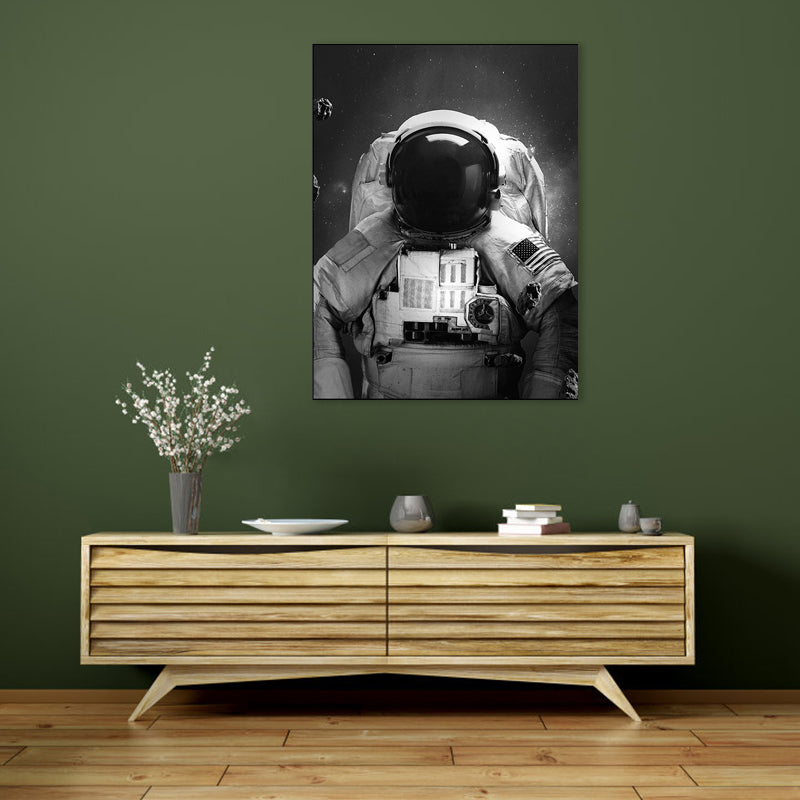 Modern Style Spaceman Canvas Boys Bedroom Wall Art Decor in Black, Multiple Sizes