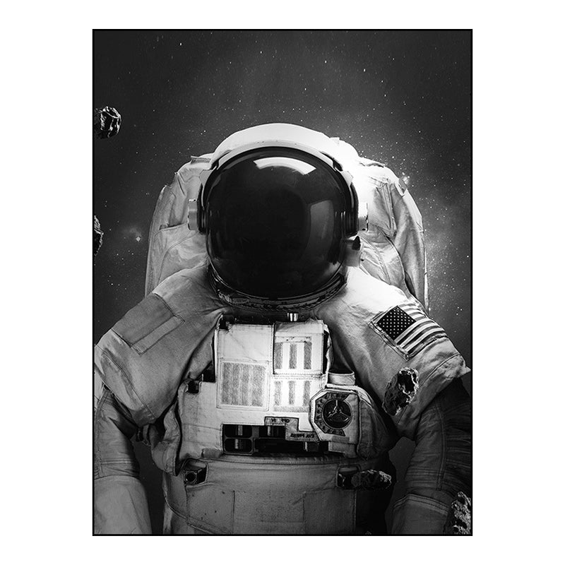 Modern Style Spaceman Canvas Boys Bedroom Wall Art Decor in Black, Multiple Sizes