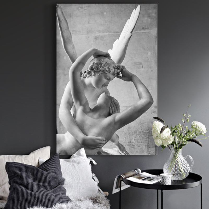 Hugging Statues Wall Decor Vintage Style Canvas Art Print, Multiple Sizes Available