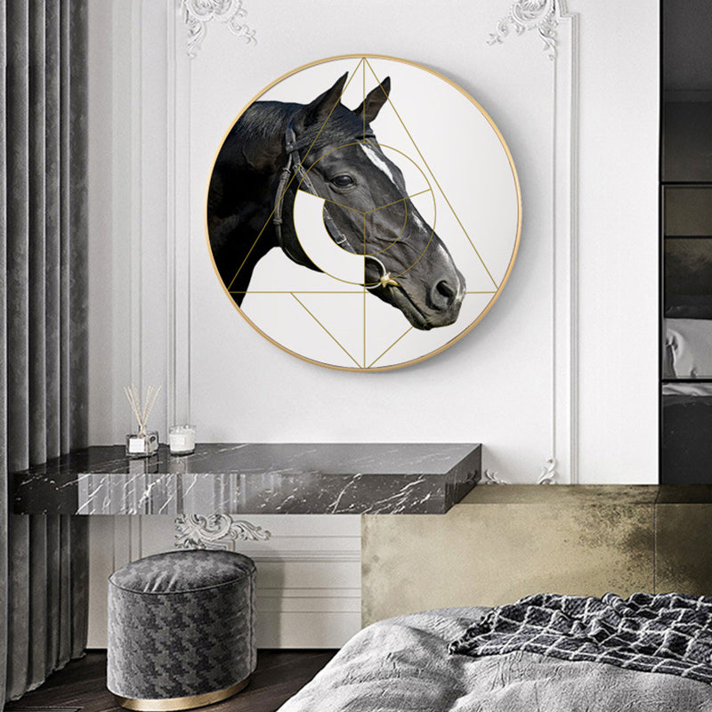 Mixed Media Horse Wall Decor Modern Style Canvas Art Print, Multiple Sizes Available