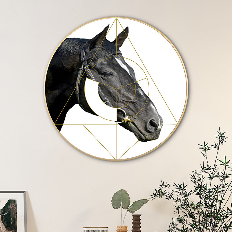 Mixed Media Horse Wall Decor Modern Style Canvas Art Print, Multiple Sizes Available