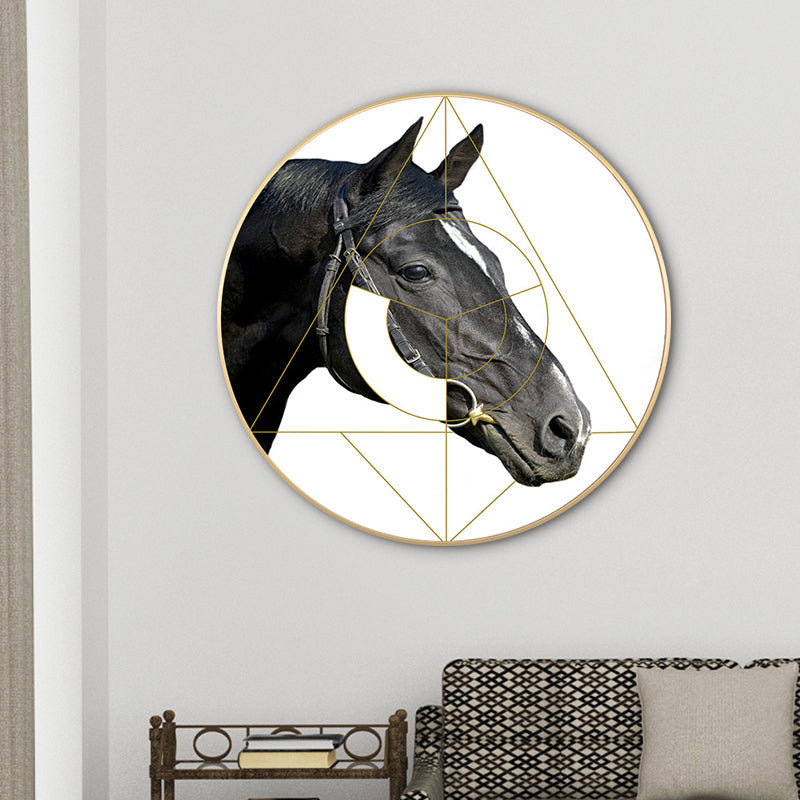 Mixed Media Horse Wall Decor Modern Style Canvas Art Print, Multiple Sizes Available