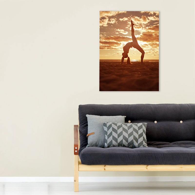 Light Color Sports Girl Canvas Contemporary Style Textured Wall Decor for Dining Room