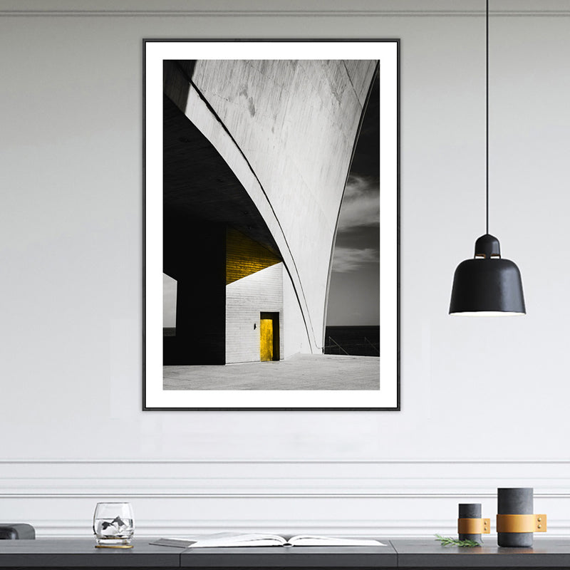 Novel Building Painting Gray Canvas Art Print Textured, Multiple Sizes Available