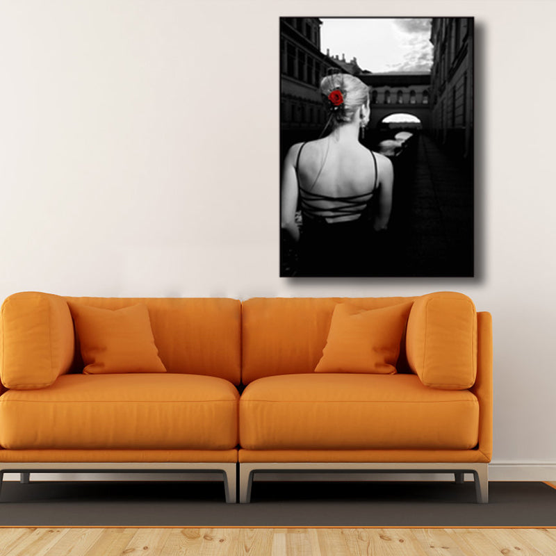 Photo Back of Woman Art Print Black Glam Wall Decor for Girls Bedroom, Multiple Sizes Available