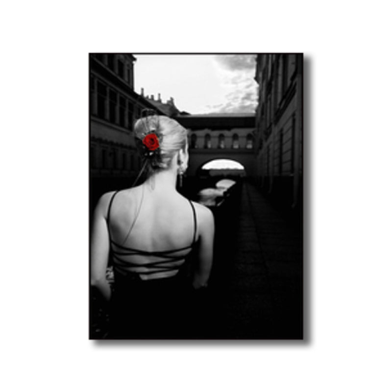 Photo Back of Woman Art Print Black Glam Wall Decor for Girls Bedroom, Multiple Sizes Available