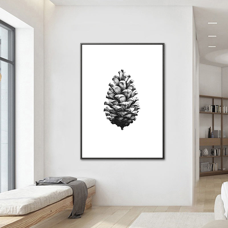 Intact Pine Cone Canvas Textured Scandinavian Style for Girls Bedroom Wall Art Decor