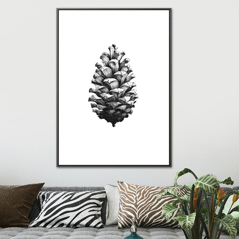 Intact Pine Cone Canvas Textured Scandinavian Style for Girls Bedroom Wall Art Decor