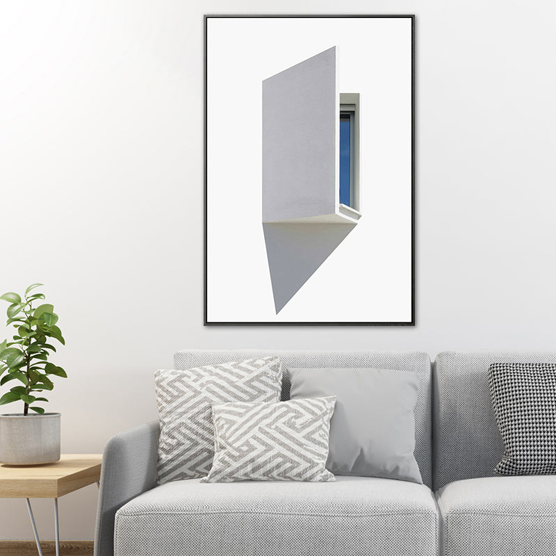 Contemporary Window Wall Art Print Pastel Color Textured Painting for Living Room