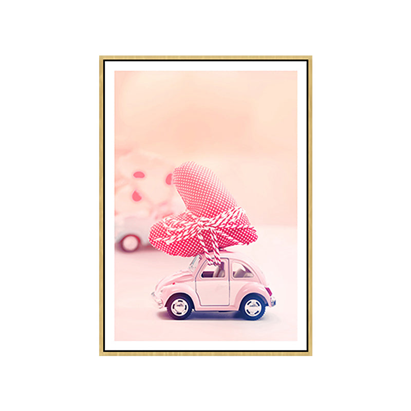 Pink Contemporary Toy Minicar Painting for Boys Bedroom, Multiple Sizes Available