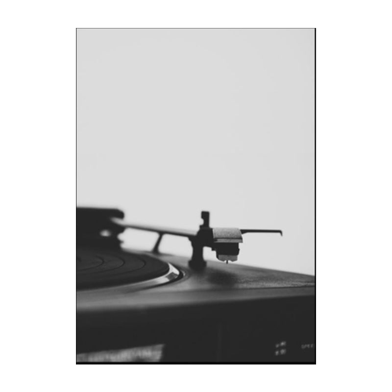 Photo Phonograph Canvas Print Modern Nostalgic Musical Wall Art in Black for Room