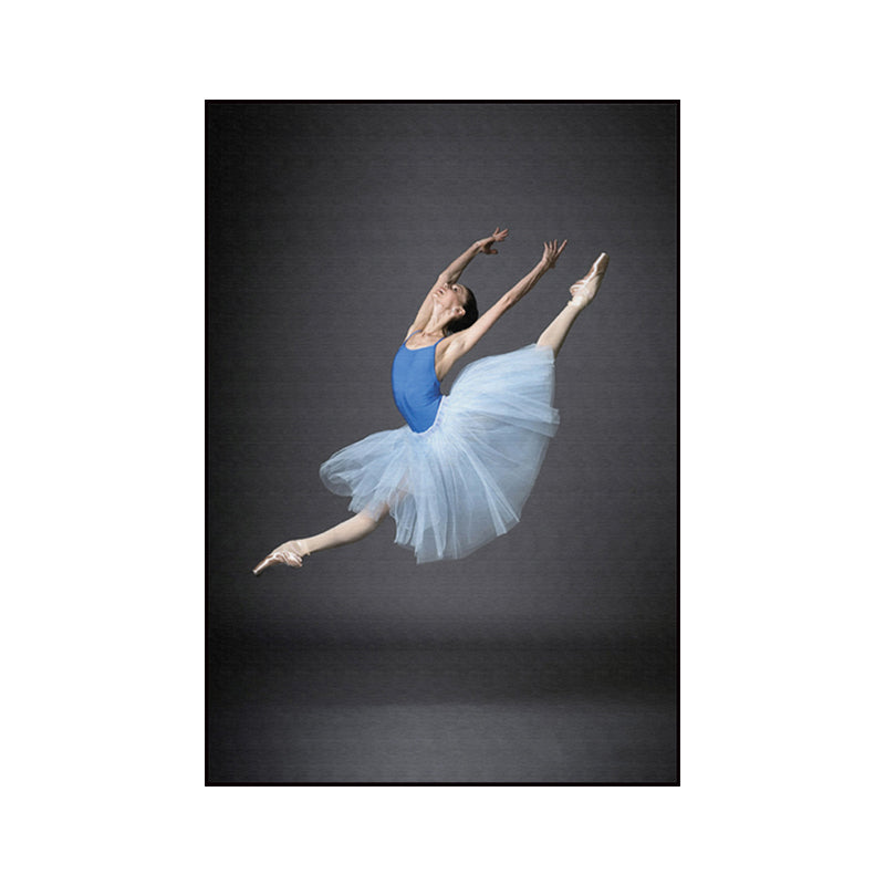 Photographic Ballet Canvas Print Glam Textured Wall Art Decor in Blue for Living Room