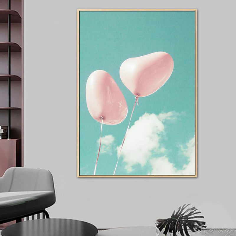 Heart-Shaped Balloon Canvas Art Print for Bedroom in Green, Multiple Sizes Available