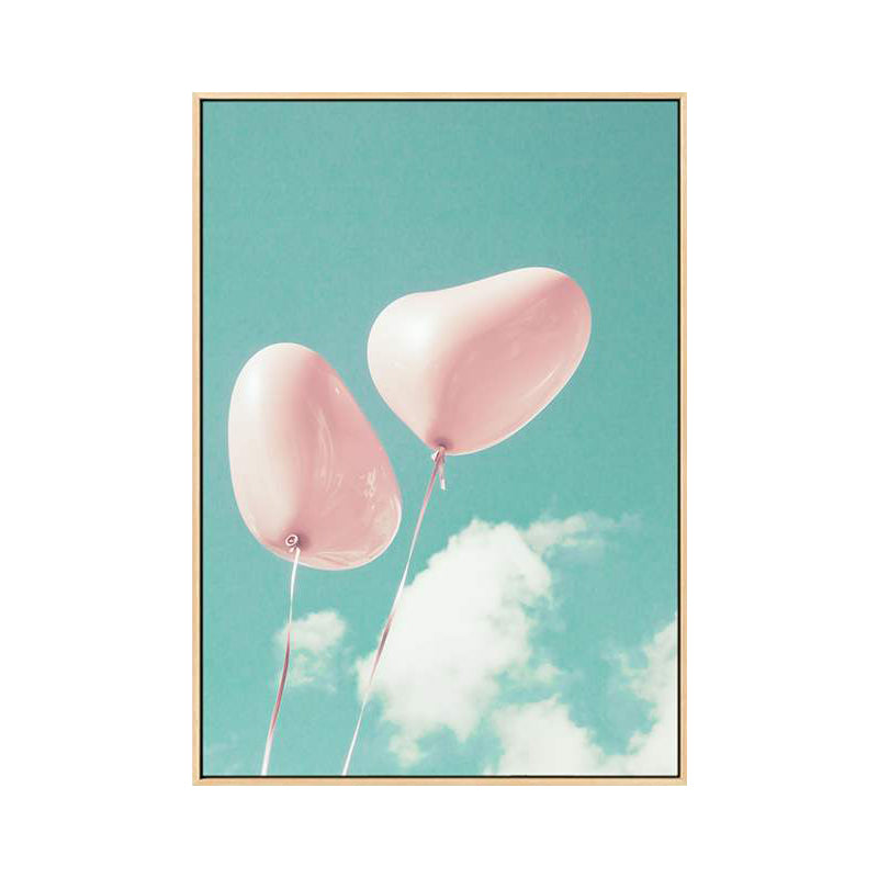 Heart-Shaped Balloon Canvas Art Print for Bedroom in Green, Multiple Sizes Available