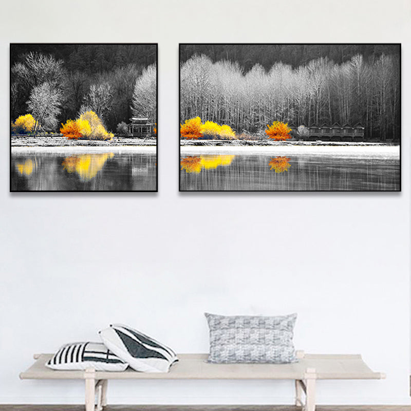 Picturesque Nature Scenery Canvas Wall Art for House Interior, Light Color, Set of 2