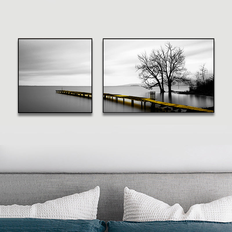 Picturesque Nature Scenery Canvas Wall Art for House Interior, Light Color, Set of 2