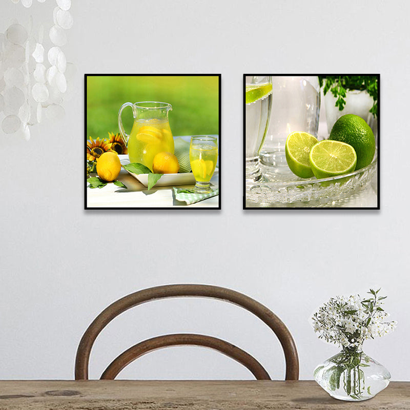 Photograph Drinks Canvas Wall Art Bright Modern Style Wall Decor for Dining Room