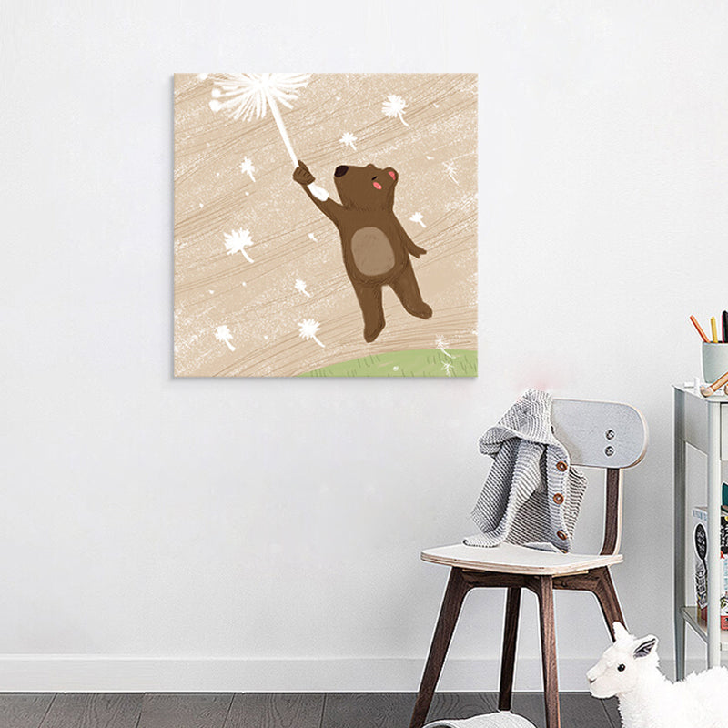 Cartoon Animal Wall Art Print Canvas Textured Soft Color Wall Decor for Baby Room