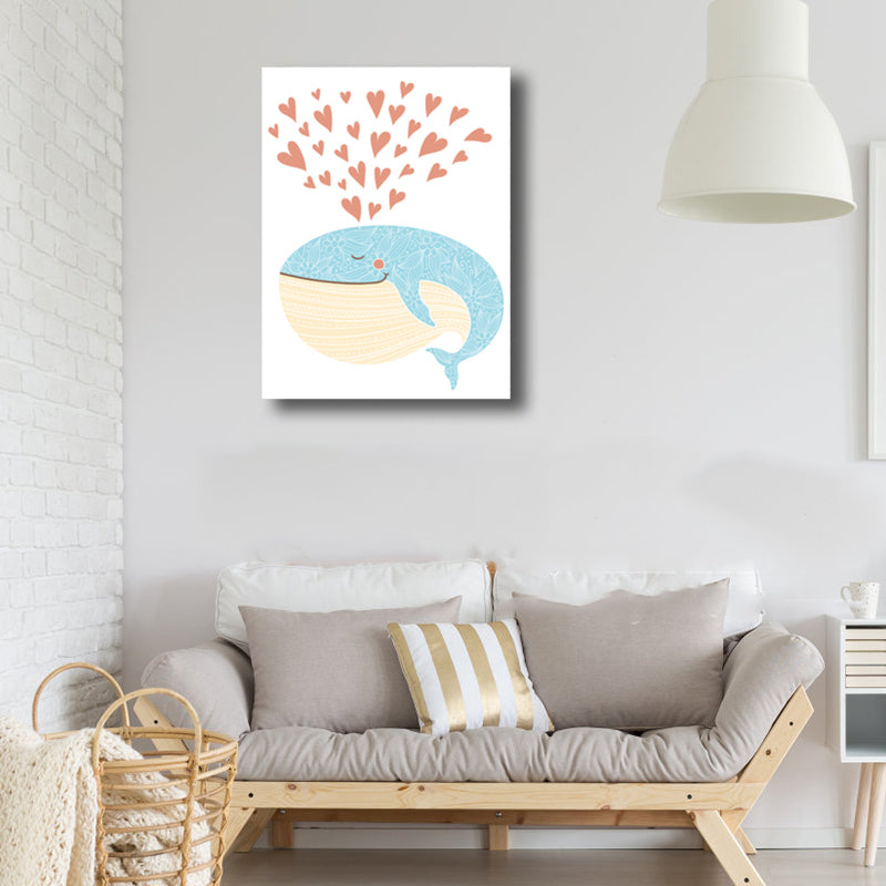 Textured Humpback Canvas Art Kids Style Wall Decor for Girls Bedroom, Multiple Sizes