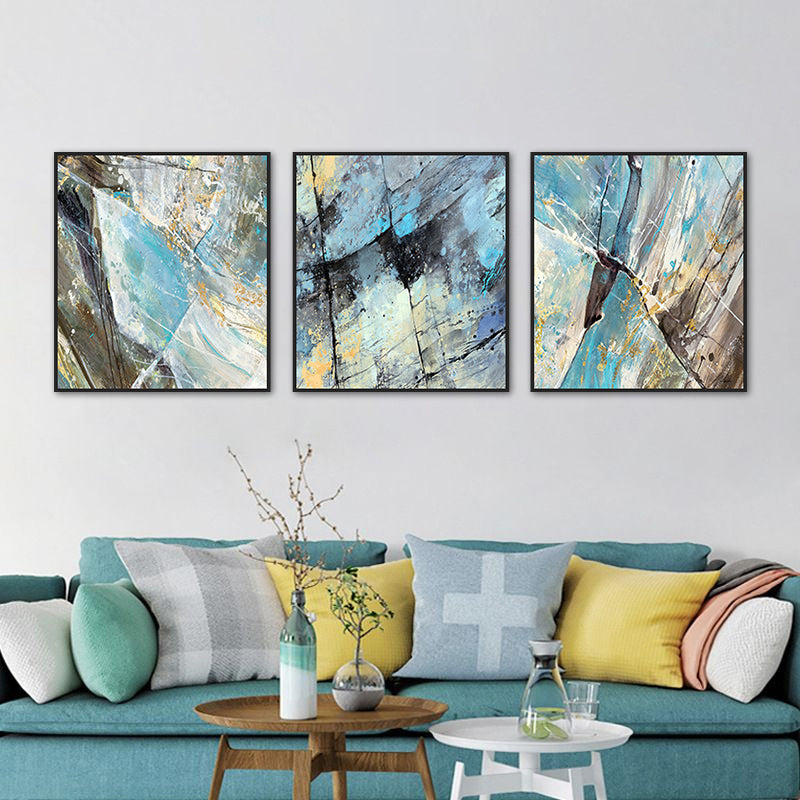 Textured Hand Printed Painting Canvas Modern Art Style Wall Decor for Playroom, Set of Three