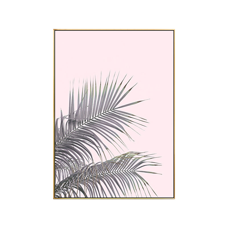 Canvas Pink Painting Tropical Style Leaves Wall Art Print, Multiple Sizes Options