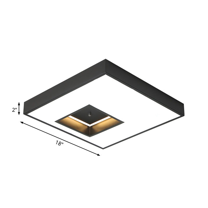 18 "/23.5" Wide Square Flush Lampada a sospensione moderna alla moda calda/bianca Illuminazione LED Acrilico Soffitto Flush Mount in nero/bianco