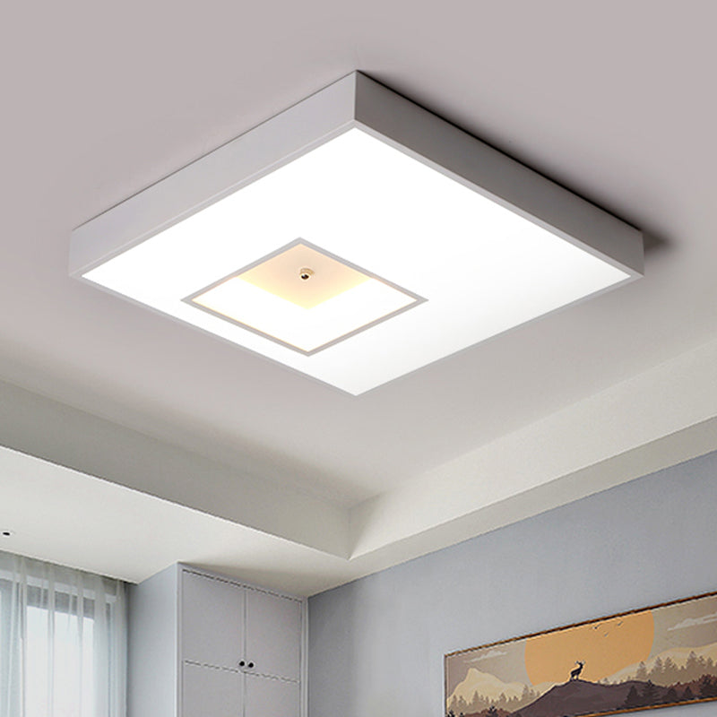 18 "/23.5" Wide Square Flush Lampada a sospensione moderna alla moda calda/bianca Illuminazione LED Acrilico Soffitto Flush Mount in nero/bianco