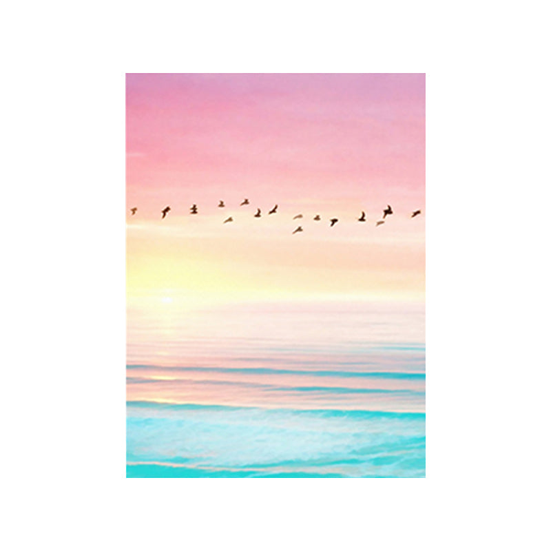 Contemporary Bird and Sky Painting Canvas Pink Photography Wall Art Decor, Multiple Sizes