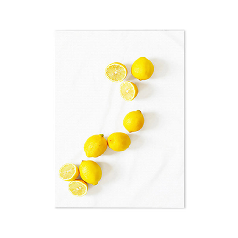 Contemporary Sour Lemon Art Print Canvas Textured Yellow Wall Decor for Bathroom