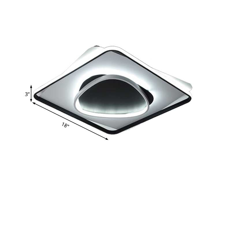 Acrylic Square Flush Ceiling Light Modern LED Black Flush Mount Lamp in Warm/White Light, 18"/23.5" Wide