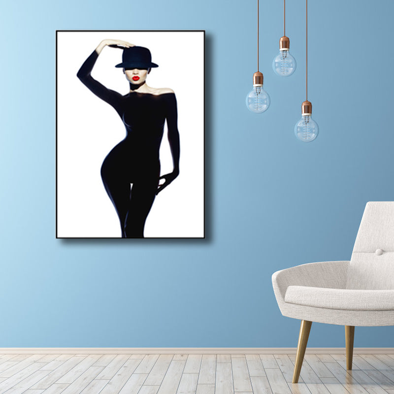 Glam Fashion Woman Canvas Print Black and White Textured Wall Art Decor for Room