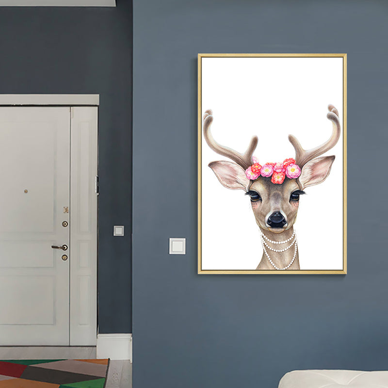 Nordic Animal Drawing Canvas Art Pastel Color Bedroom Wall Decor, Multiple Sizes Available