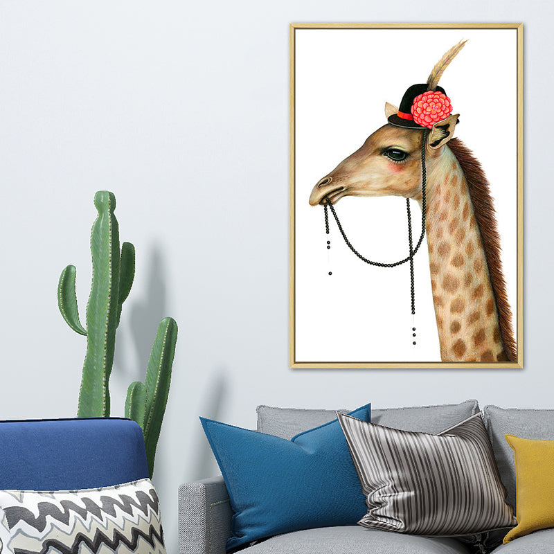 Nordic Animal Drawing Canvas Art Pastel Color Bedroom Wall Decor, Multiple Sizes Available