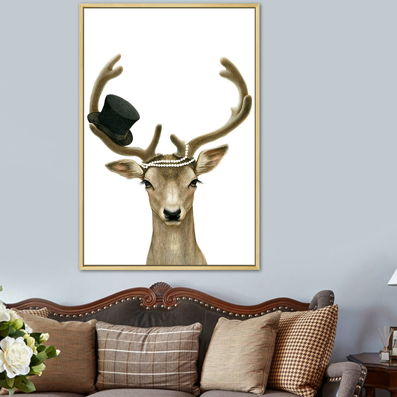 Nordic Animal Drawing Canvas Art Pastel Color Bedroom Wall Decor, Multiple Sizes Available