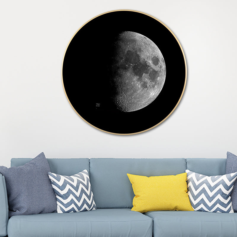 Pastel Color Outer Space Canvas Modern Style Textured Wall Print for Living Room