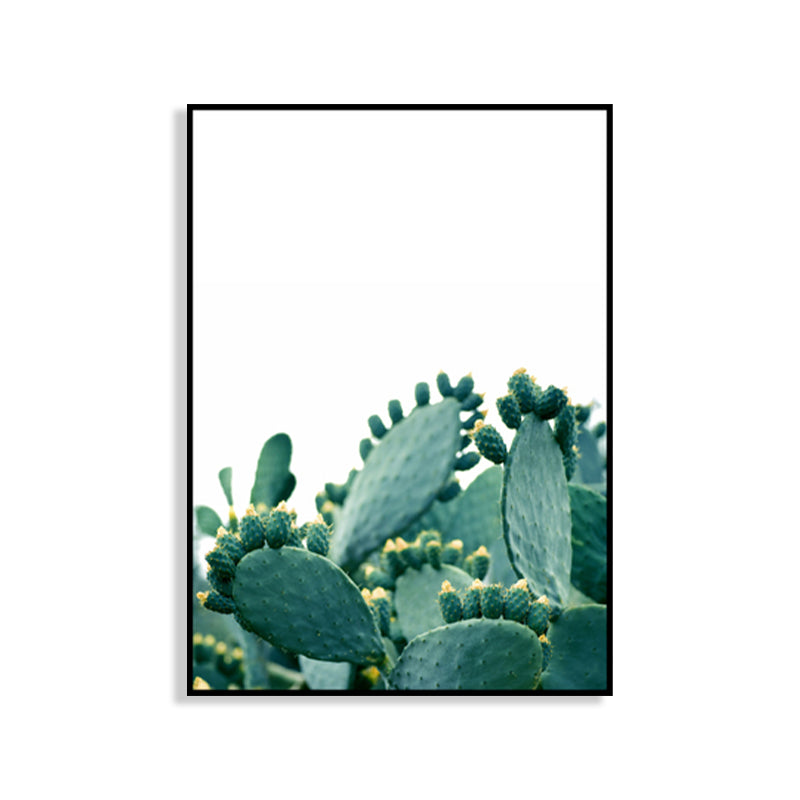 Bonsai Cactus Wall Art Decor Modern Style Textured Canvas Print in Green for Bedroom