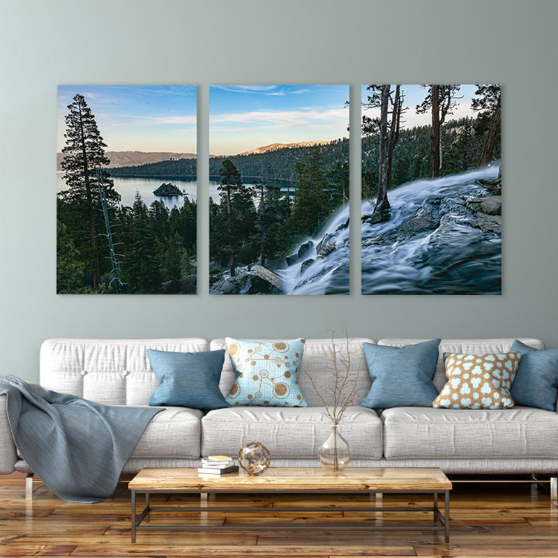 Falls Scenery Art Print Modern Canvas Wall Decor, Multiple Sizes Options, Set of Three