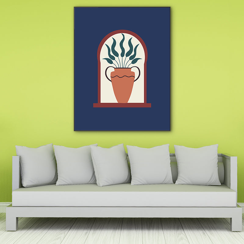 Pastel Color Potting Wall Art Still Life Nordic Style Textured Canvas for Family Room